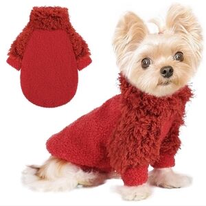 Fleece Turtleneck Dog Sweater - Red